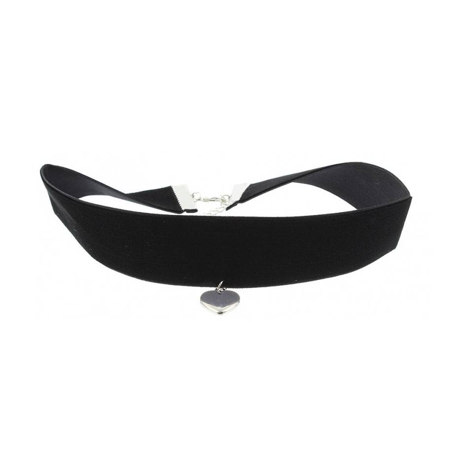 VELVET CHOKER 2.5CM HEART PENDANT