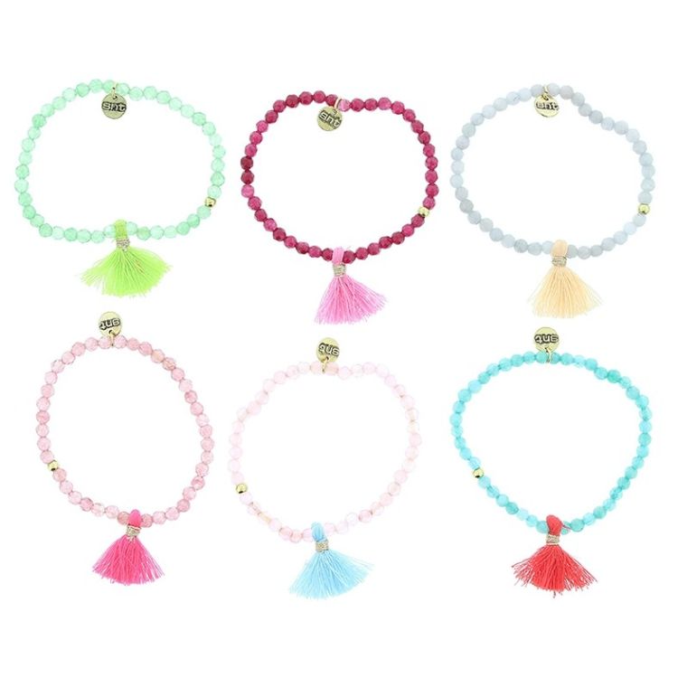 PULSERA CUENTAS FACETADAS FLECO 2
