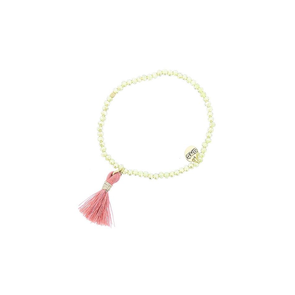 PULSERA CUENTAS FACETADAS FLECO