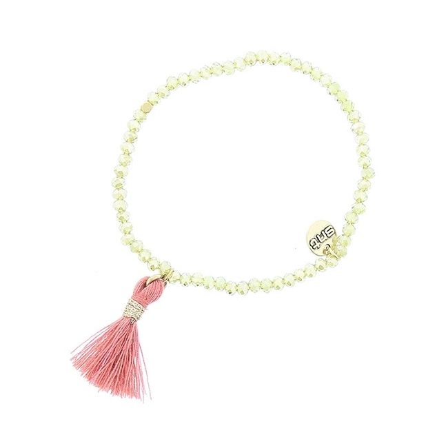 PULSERA CUENTAS FACETADAS FLECO