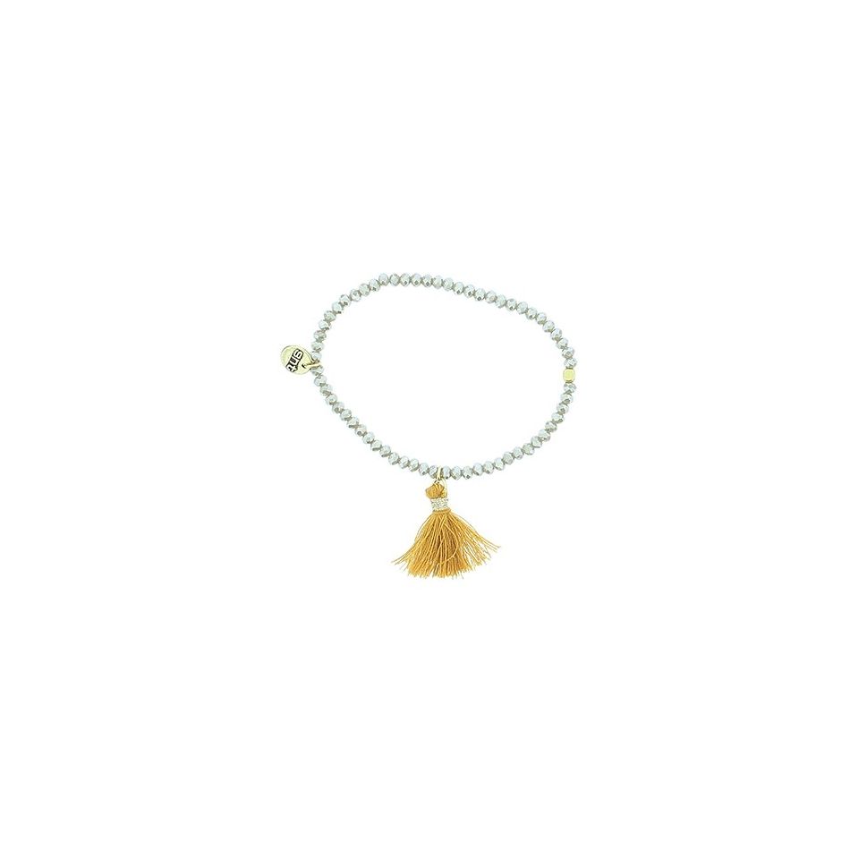 PULSERA CUENTAS FACETADAS FLECO