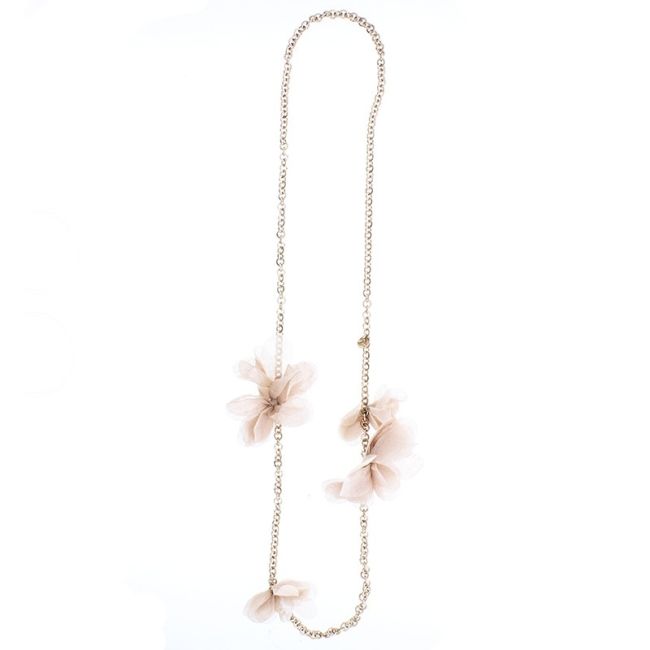 COLLAR LARGO CADENA FLORES TELA