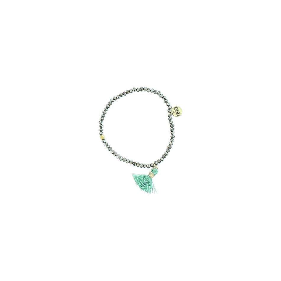 PULSERA CUENTAS FACETADAS FLECO