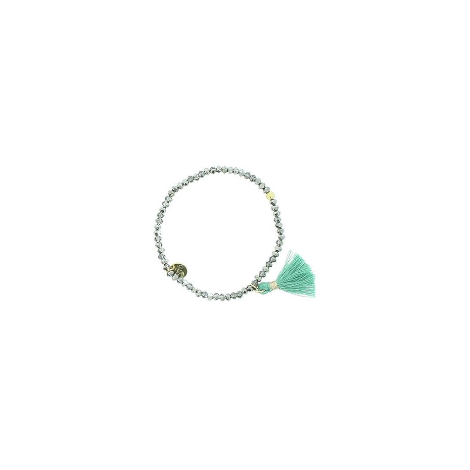 PULSERA CUENTAS FACETADAS FLECO