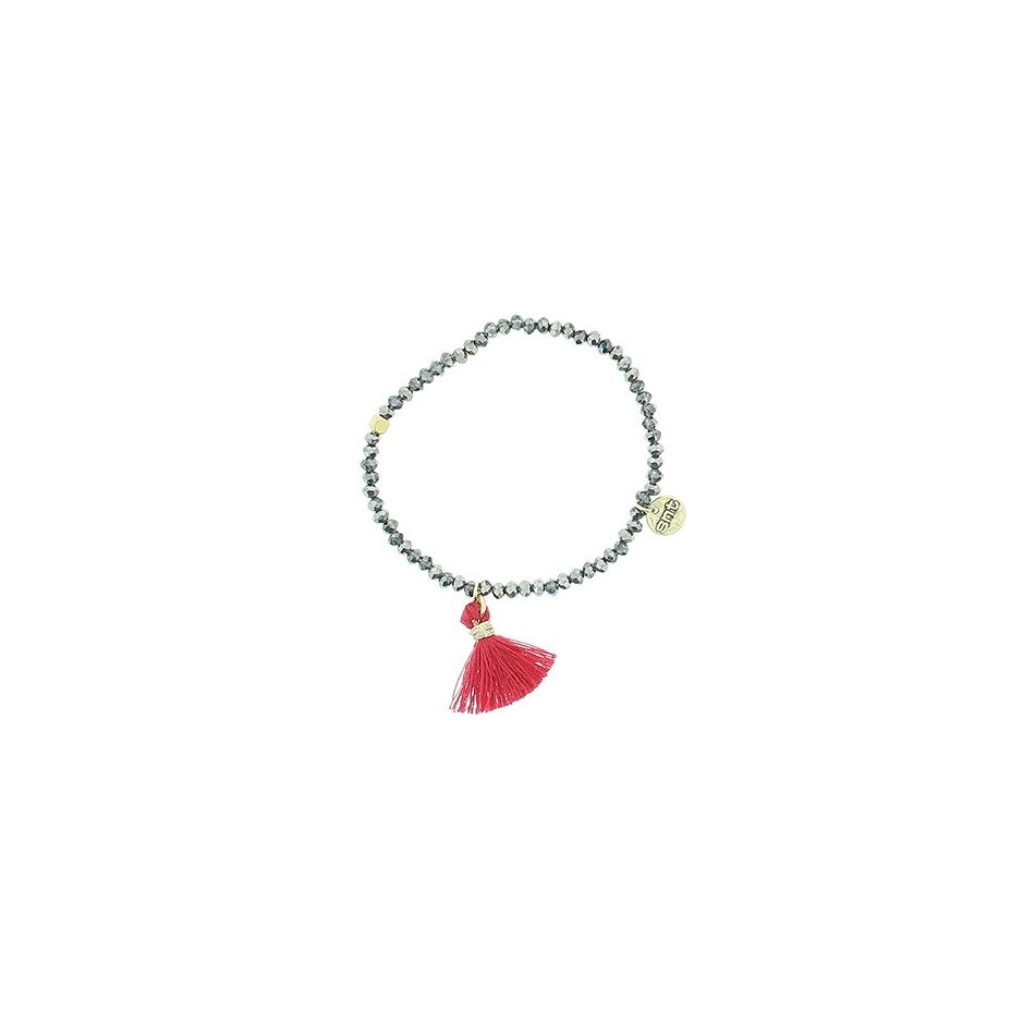 PULSERA CUENTAS FACETADAS FLECO