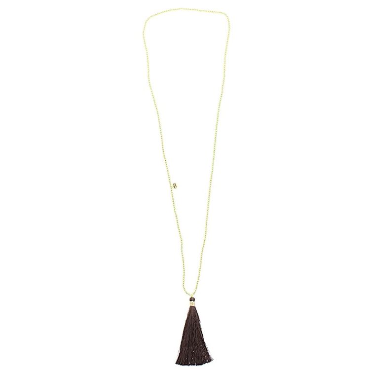 LONG NECKLACE FACETED BEADS COLG. FRINGE 2