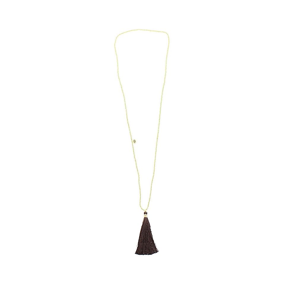 LONG NECKLACE FACETED BEADS COLG. FRINGE