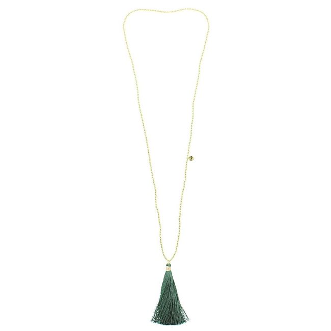 COLLAR LARGO CUENTAS FACETADAS COLG. FLECO