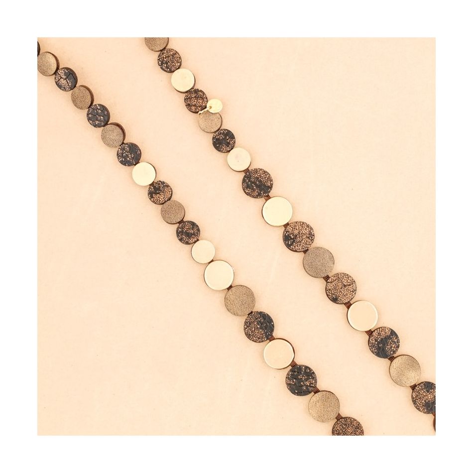 COLLAR LARGO METAL CUERO ANTE