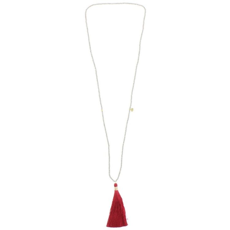 LONG NECKLACE FACETED BEADS COLG. FRINGE 2