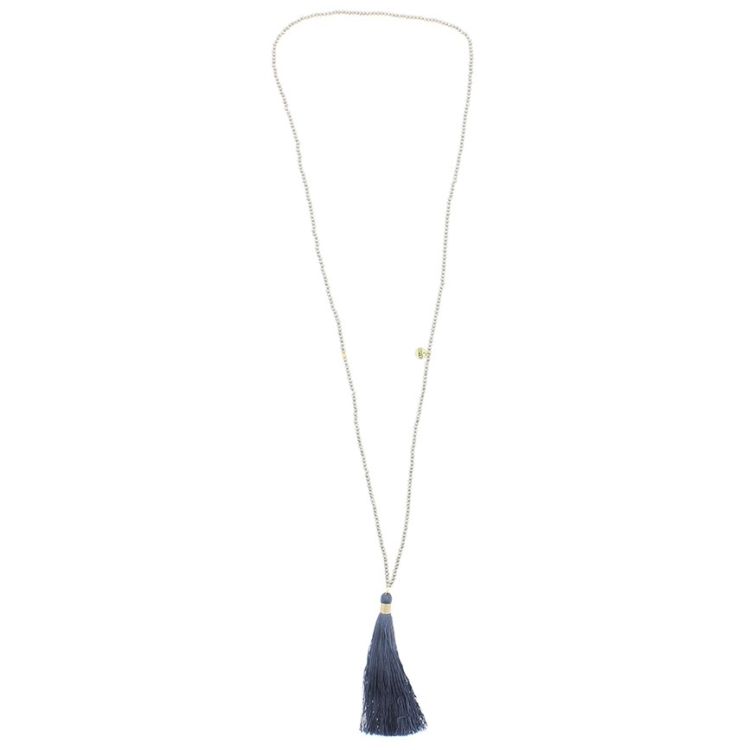 COLLAR LARGO CUENTAS FACETADAS COLG. FLECO