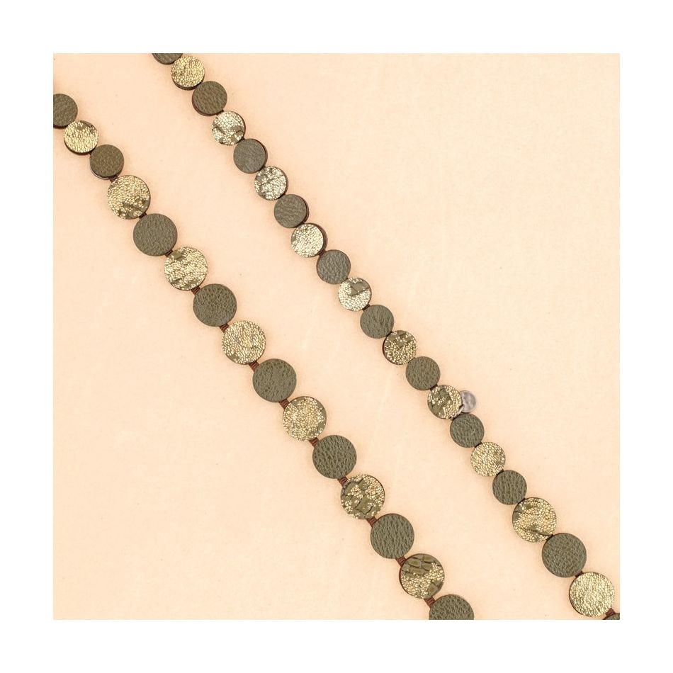 COLLAR LARGO METAL CUERO ANTE