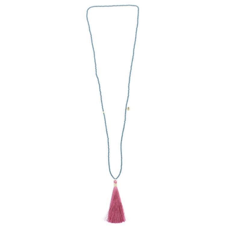 COLLAR LARGO CUENTAS FACETADAS COLG. FLECO