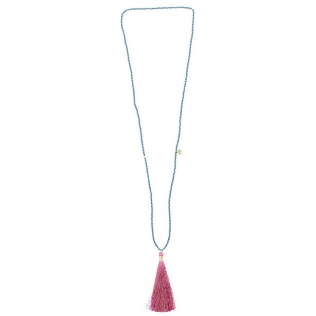 COLLAR LARGO CUENTAS FACETADAS COLG. FLECO