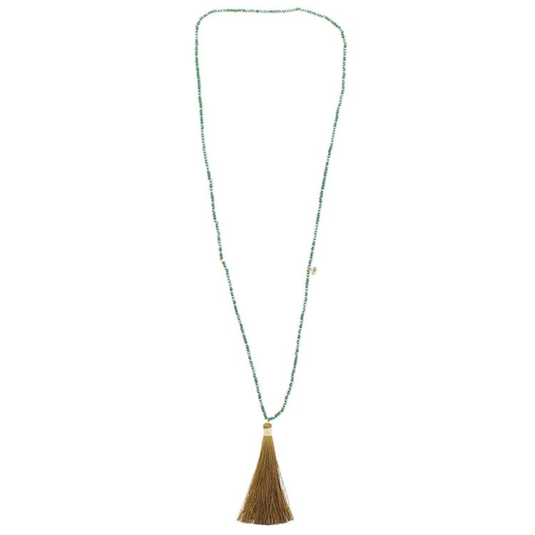 LONG NECKLACE FACETED BEADS COLG. FRINGE