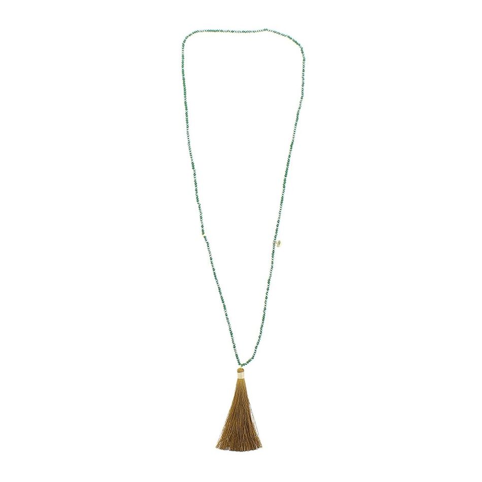 LONG NECKLACE FACETED BEADS COLG. FRINGE