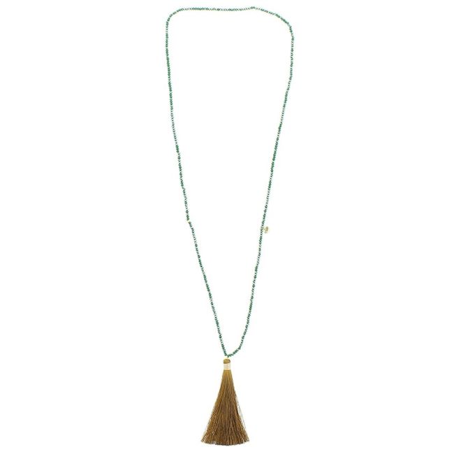 LONG NECKLACE FACETED BEADS COLG. FRINGE