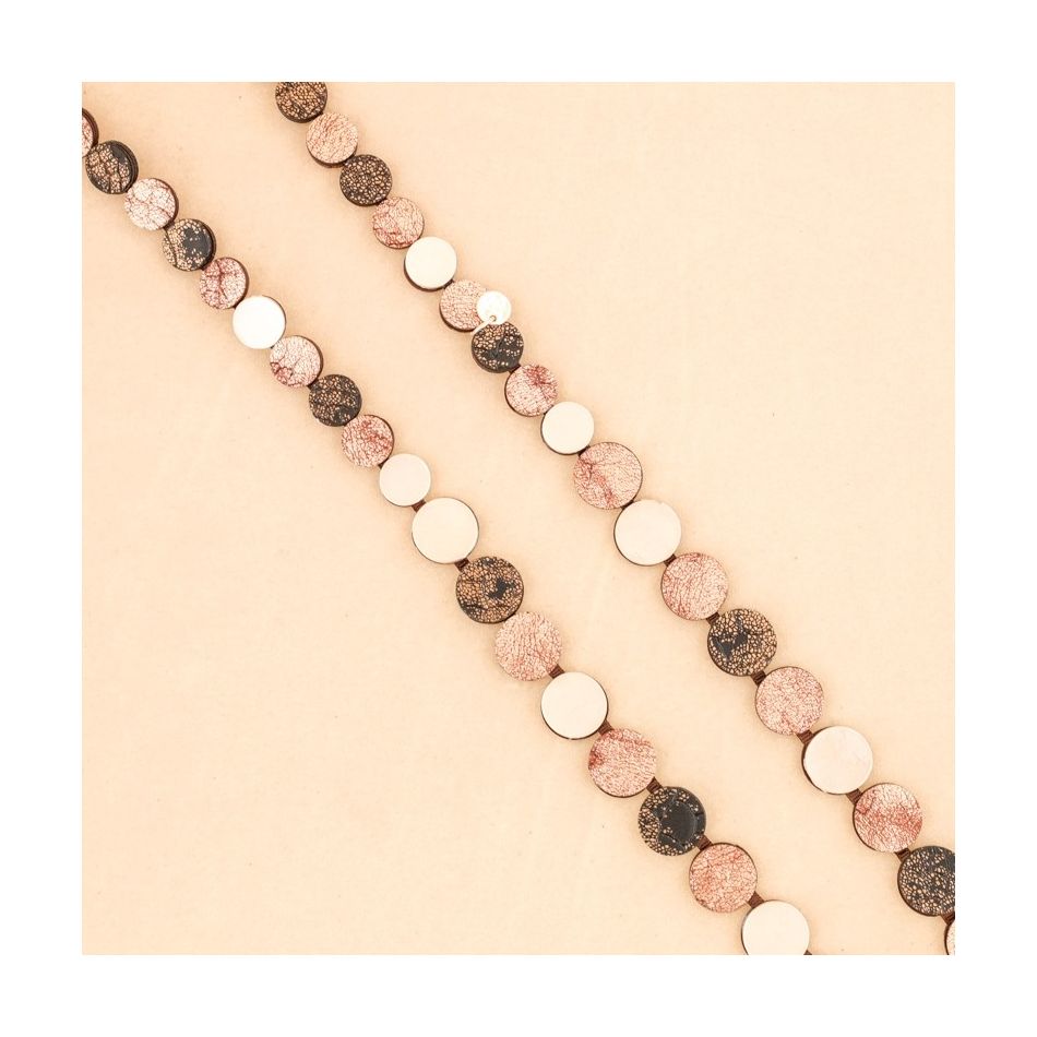 SUEDE LEATHER METAL LONG NECKLACE