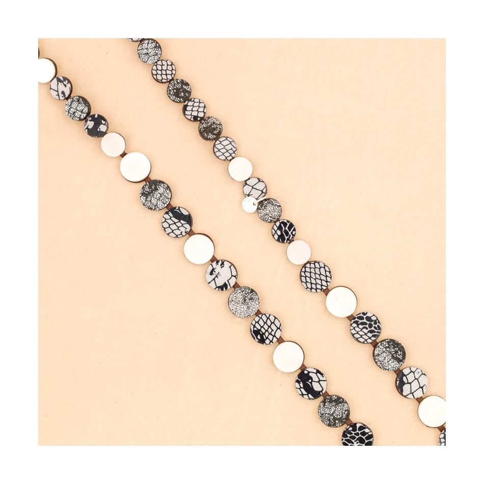 COLLAR LARGO METAL CUERO ANTE