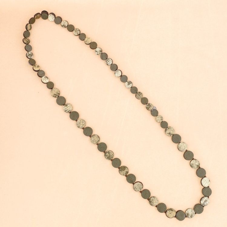 SUEDE LEATHER METAL LONG NECKLACE