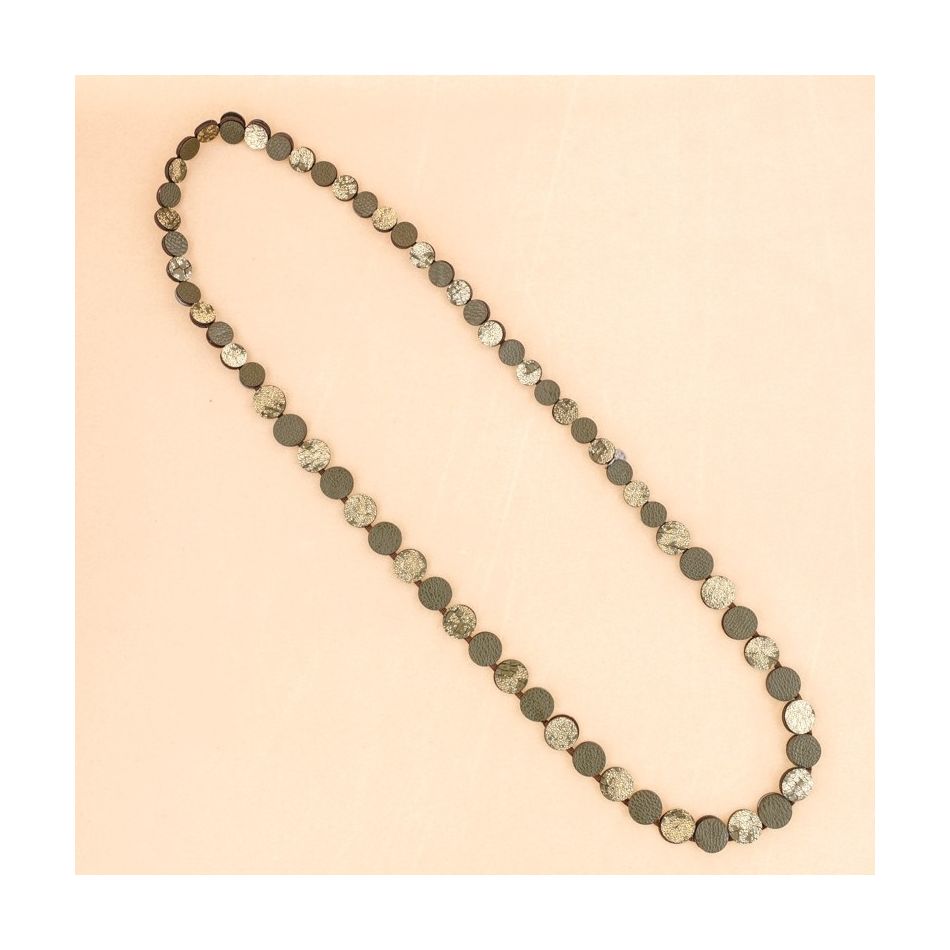 SUEDE LEATHER METAL LONG NECKLACE