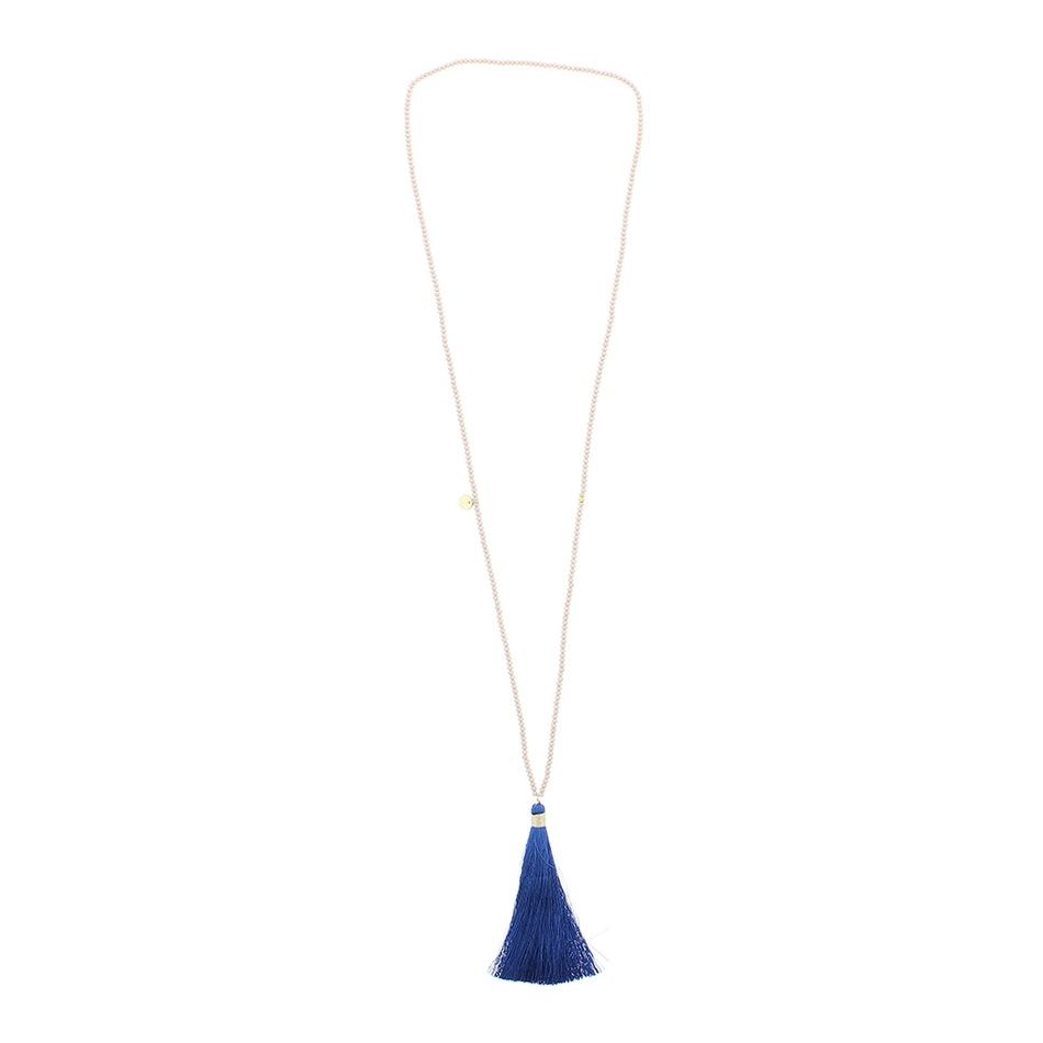 LONG NECKLACE FACETED BEADS COLG. FRINGE