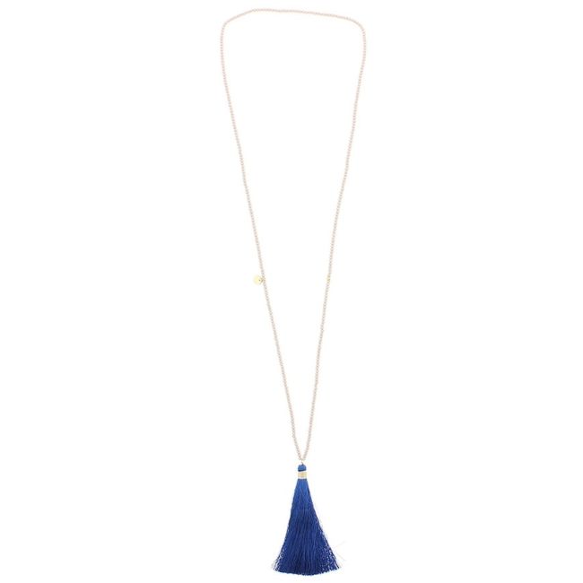 LONG NECKLACE FACETED BEADS COLG. FRINGE