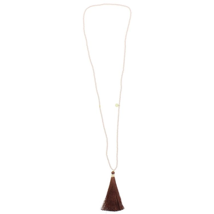 LONG NECKLACE FACETED BEADS COLG. FRINGE 2