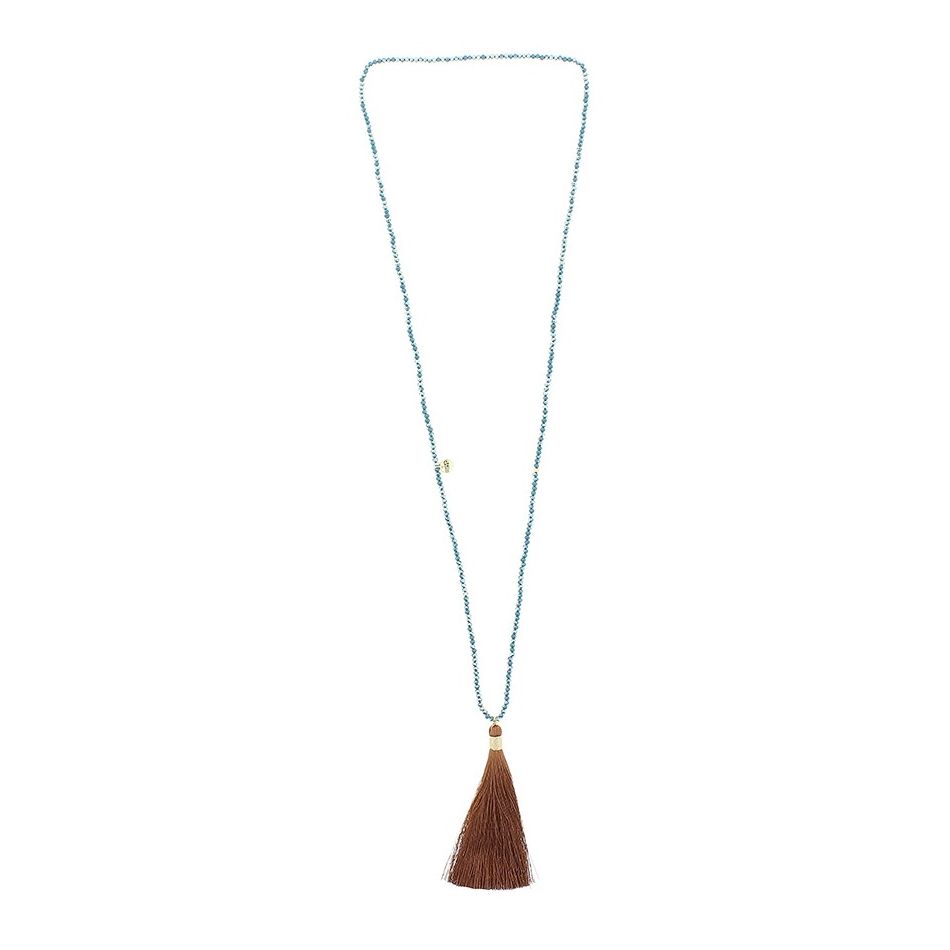 LONG NECKLACE FACETED BEADS COLG. FRINGE