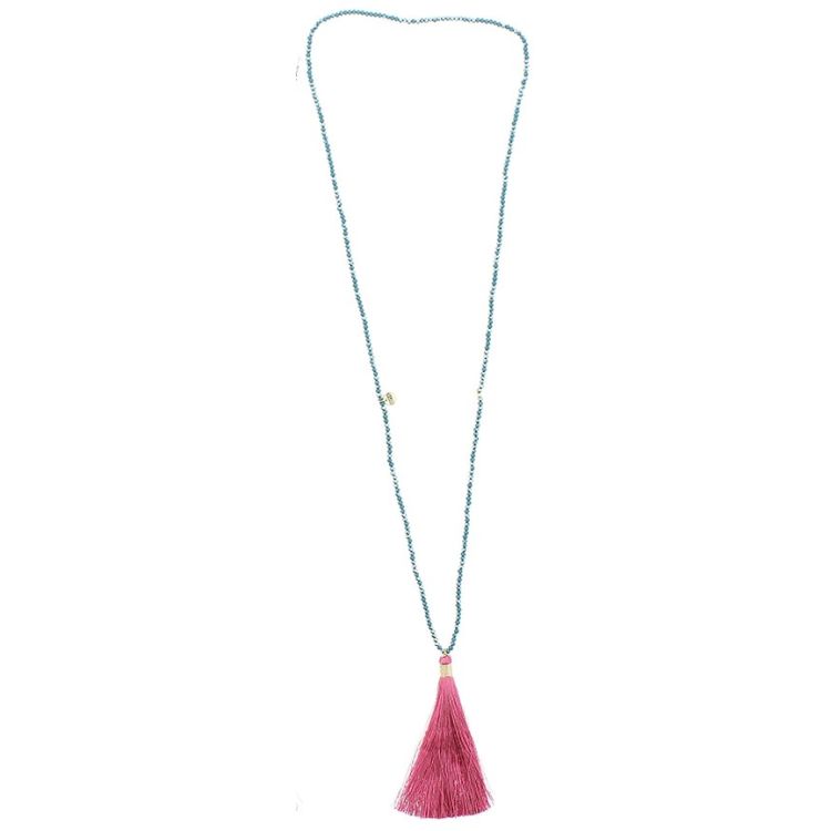 COLLAR LARGO CUENTAS FACETADAS COLG. FLECO 2