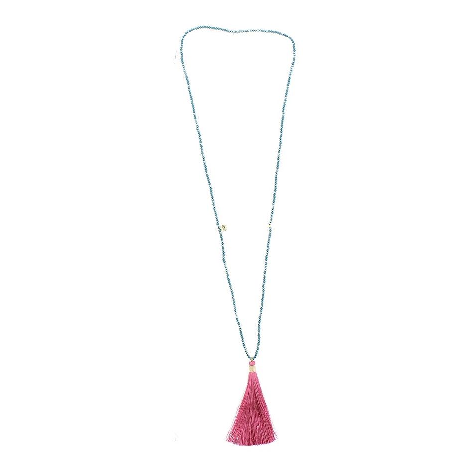 LONG NECKLACE FACETED BEADS COLG. FRINGE