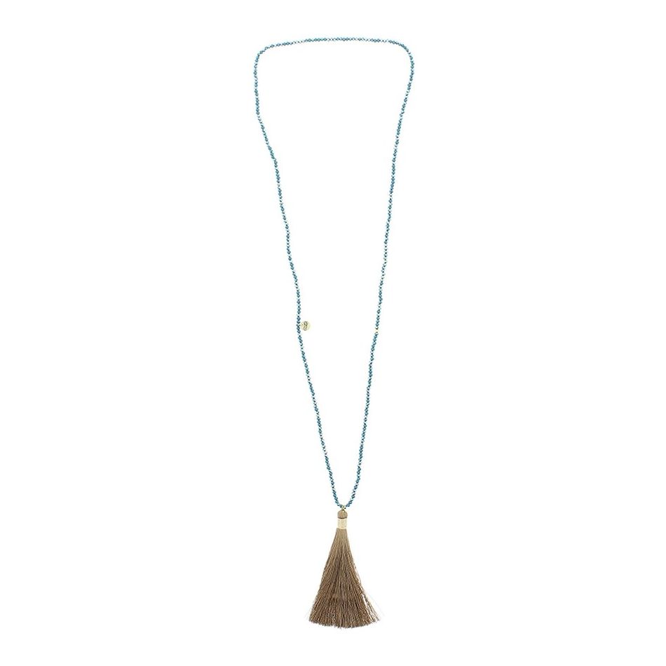 LONG NECKLACE FACETED BEADS COLG. FRINGE