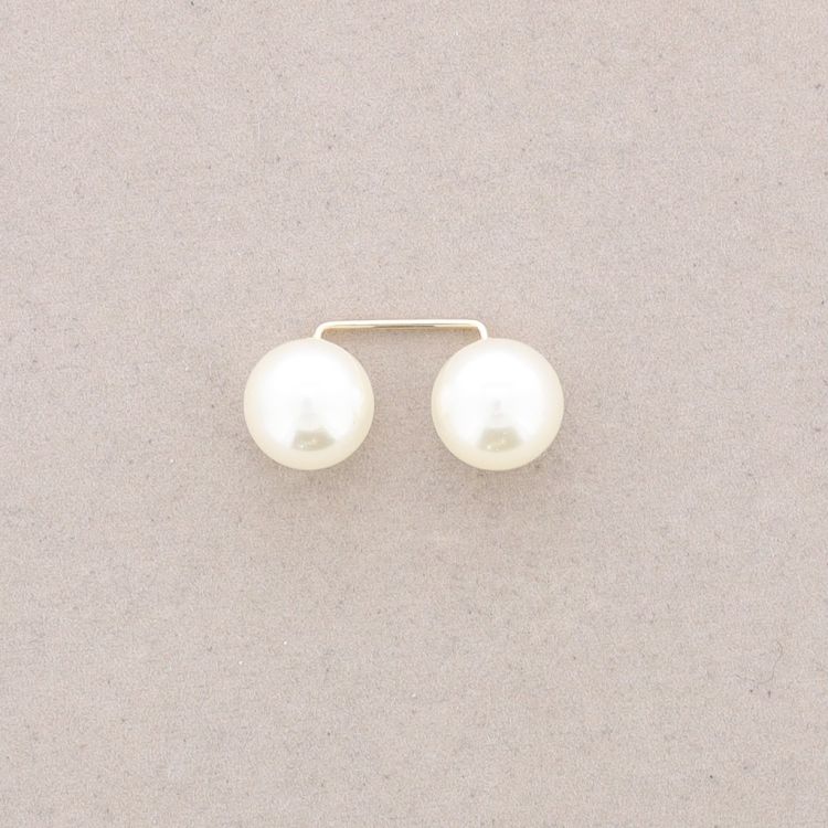 DOUBLE BALL IMITATION PEARL BROOCH 2