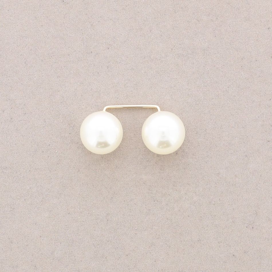 DOUBLE BALL IMITATION PEARL BROOCH