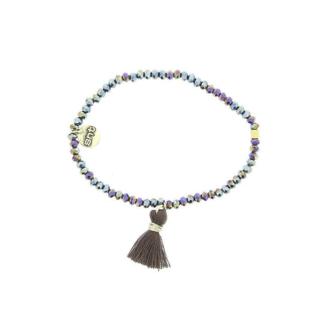 PULSERA CUENTAS FACETADAS FLECO