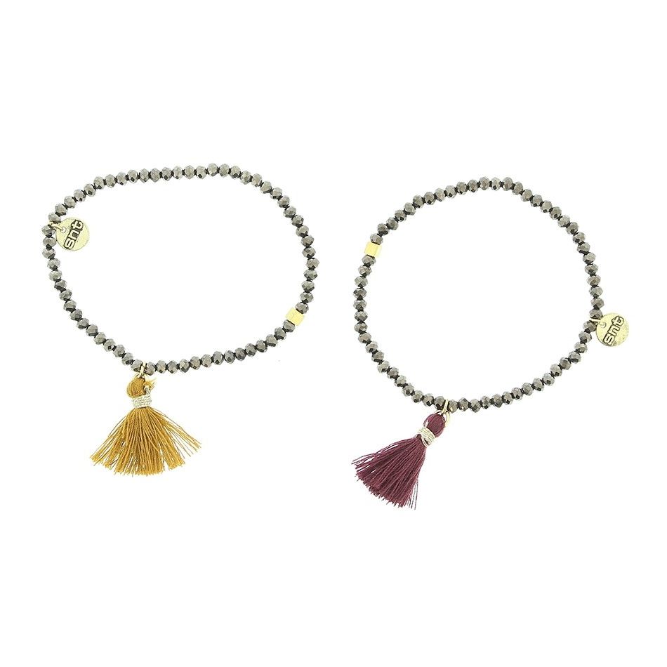 PULSERA CUENTAS FACETADAS FLECO