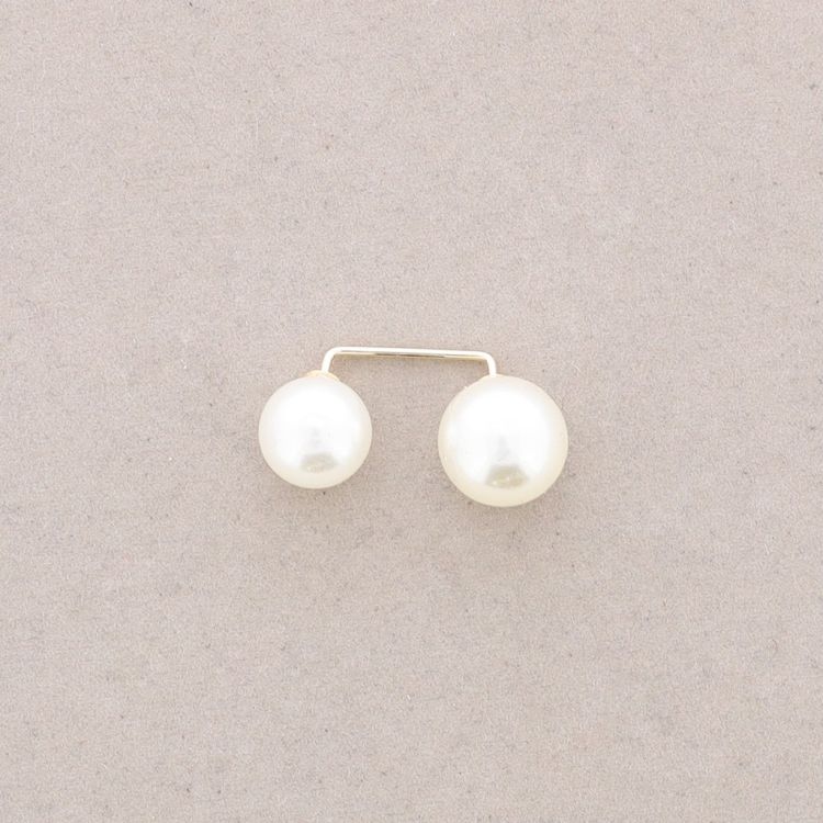 DOUBLE BALL IMITATION PEARL BROOCH