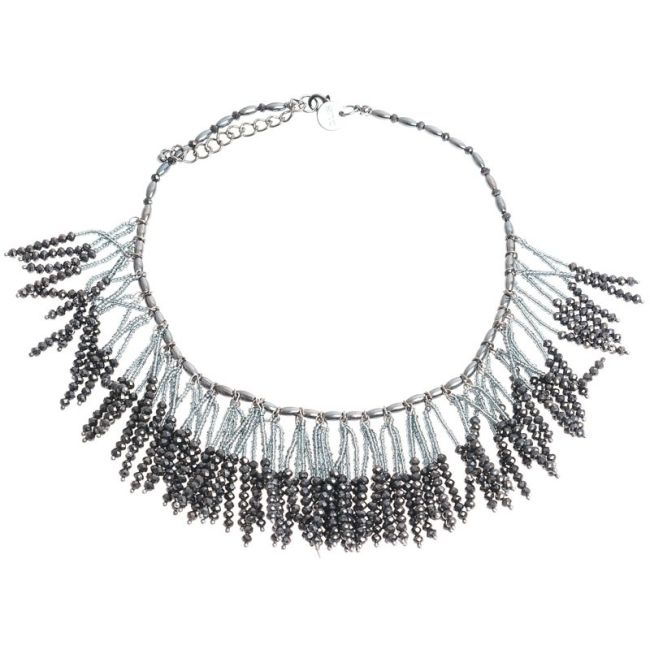 STRAPS SHORT NECKLACE WITH FACETED BEADS
