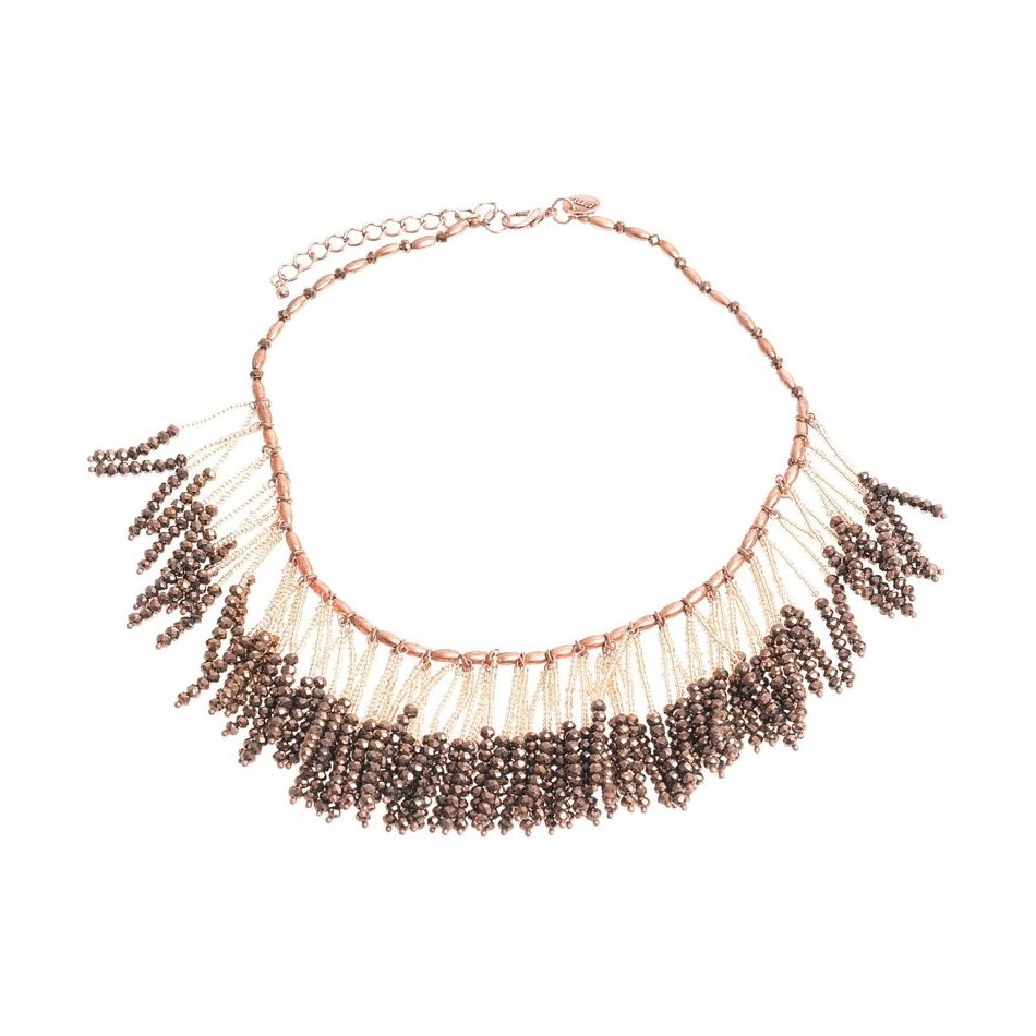 STRAPS SHORT NECKLACE WITH FACETED BEADS