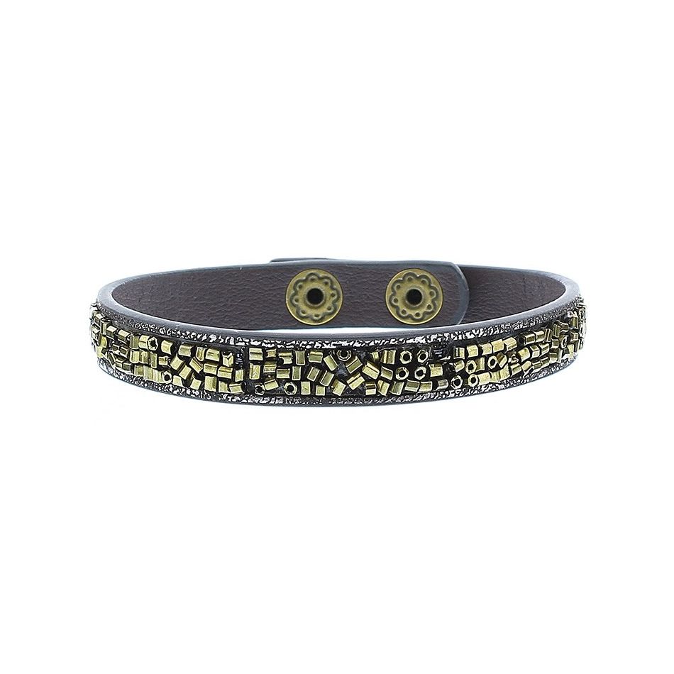 BEADED IMITATION LEATHER BRACELET