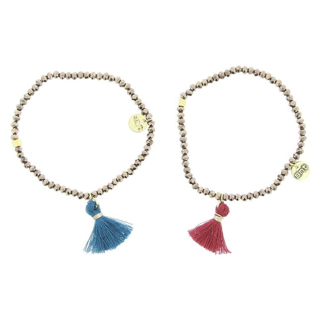 PULSERA CUENTAS FACETADAS FLECO