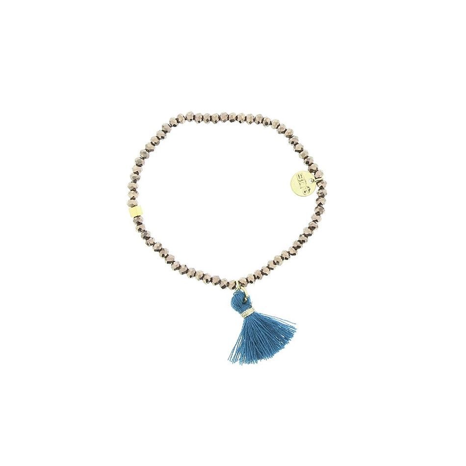 PULSERA CUENTAS FACETADAS FLECO