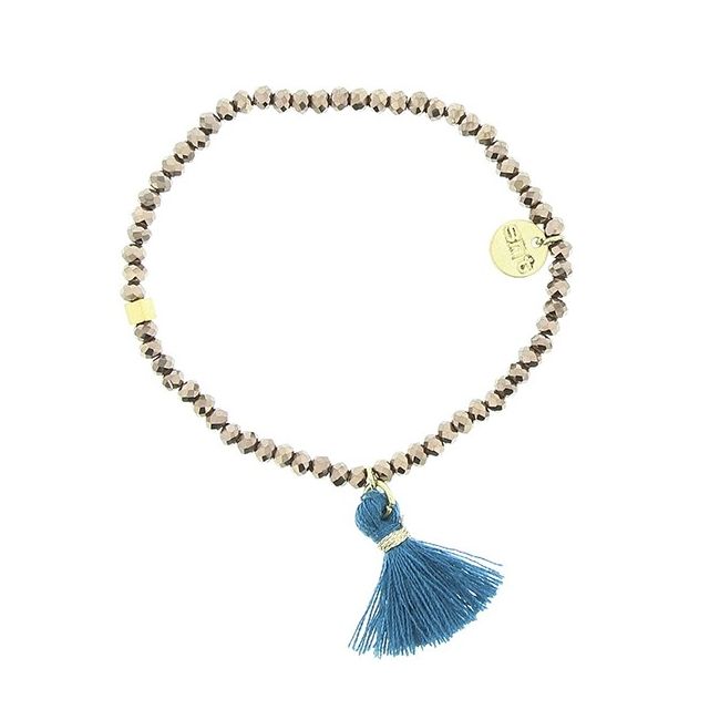 PULSERA CUENTAS FACETADAS FLECO