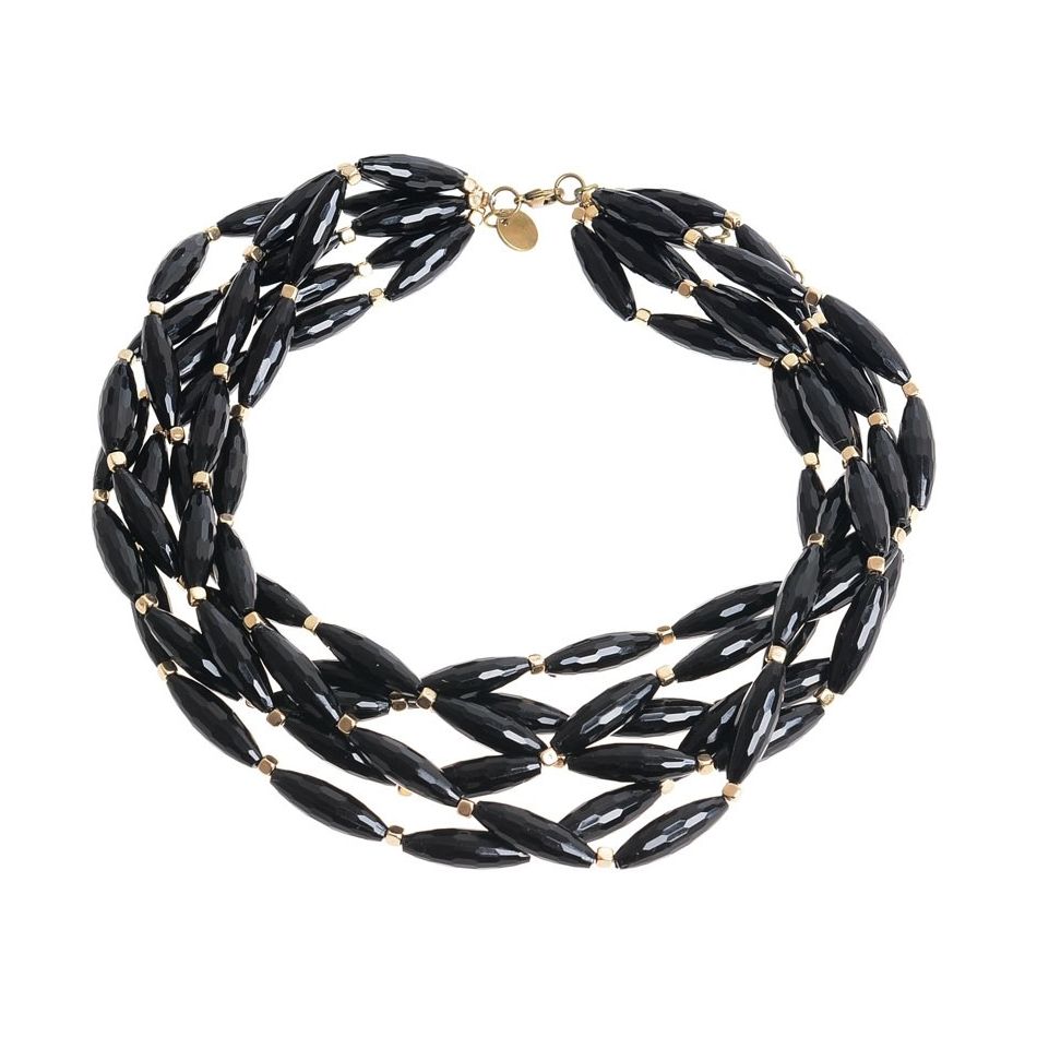 SHORT NECKLACE 6 STRIPS FACETED BEADS