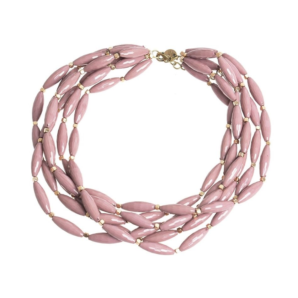 SHORT NECKLACE 6 STRIPS FACETED BEADS
