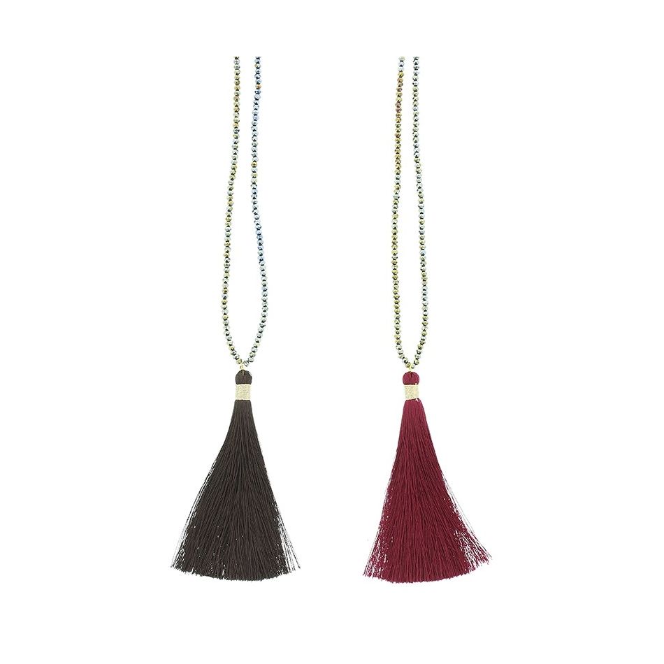 LONG FRINGE PENDANT NECKLACE