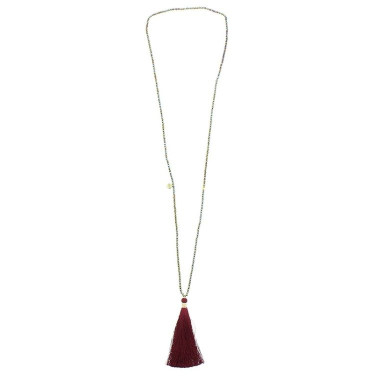 COLLAR LARGO COLGANTE FLECO