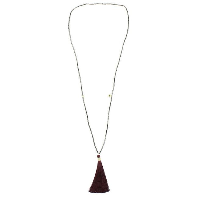 LONG FRINGE PENDANT NECKLACE