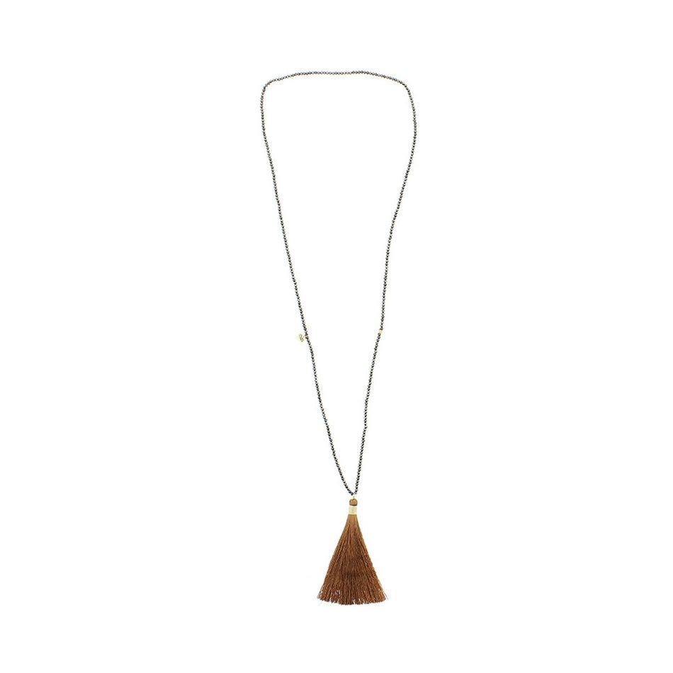 LONG FRINGE PENDANT NECKLACE