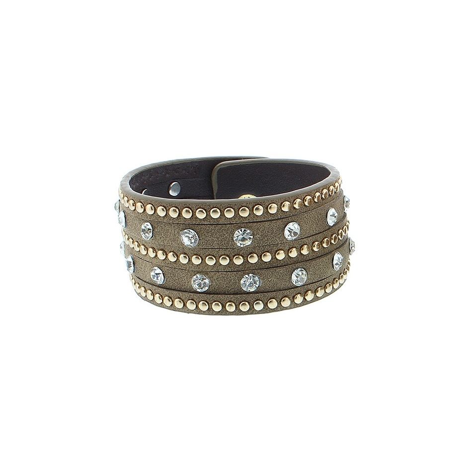 PULSERA POLIPIEL CRISTALES REMACHES